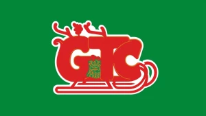 Logo for the Grand Theft Christmas meme coin: Stylized 'GTC' sha...