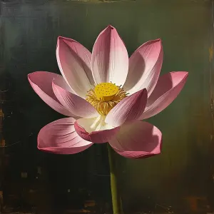 A highly stylized, illustrative oil or acrylic painting with vis...