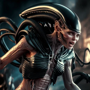 Lainey Wilson, transforming into a Xenomorph hybrid, H.R. Giger...