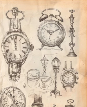 Timepiece Sketches – Left Margin
hand-drawn sketches of Victoria...