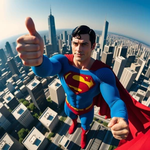 Superman with Drive369 text logo giving a thumbs up, above a spr...