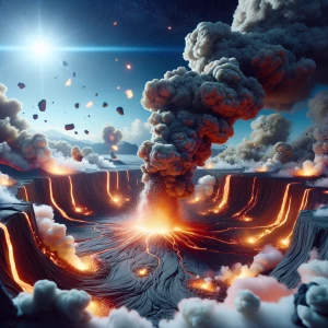 Make a realstic big volcanoc eruption out of clay