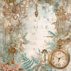 Print-ready junk journal page, A4 portrait full-bleed, 300 DPI....