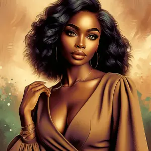 Generate a picture of a black curvy sexy lady
