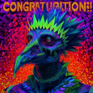 Square grotesque psychedelic horror portrait of a humanoid figur...