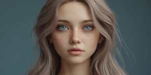 A twenty years old girl with slightly wavy and long light brown...