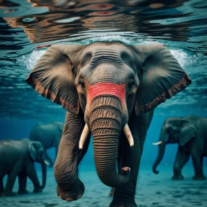 Example of an elephant swimming