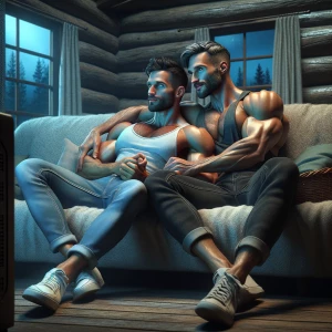 Two muscular men, John and Bobby, both with beards, displaying a...