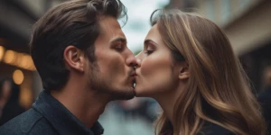 People kissing each other .