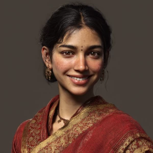Generate a realistic image of a 21-year-old Indian woman wearing...