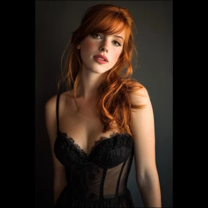 Gorgeous redhead supermodel full body portrait