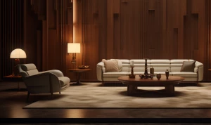 luxurious modern lounge interior, throne room remix, central ove...