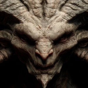 Demonic, hideous face close up