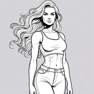 A confident feminine woman standing tall, strong posture, soft y...