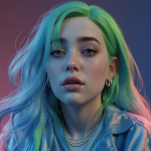 1girl, billie eilish, realistic, 4k