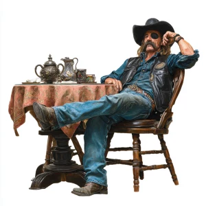 Middle aged man with a patch over his left eye and a thick brown...