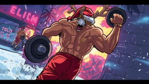 GTA Vice City loading screen action card: cel-shaded Chad reinde...