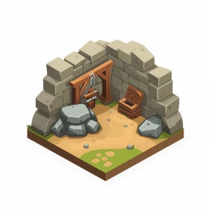 Isometric 2.5D mobile strategy game building, Kingshot-like styl...