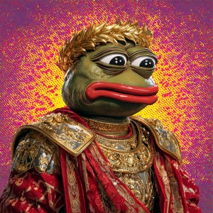 Pepe with  pumped-up lips of a bright red color in carton style...