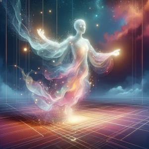 An ethereal spirit of shimmering light, its form ephemeral yet c...