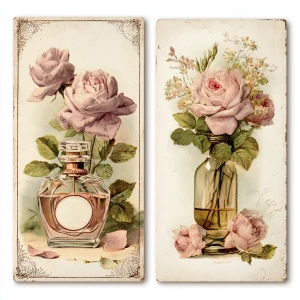 Victorian Mauve Rose Perfume Cards – 2 Large Journaling Cards (A...