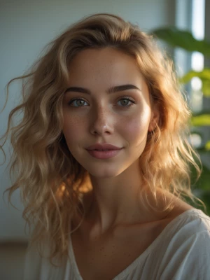 hyperrealistic photo portrait of a 22-year-old girl, mixed ethni...