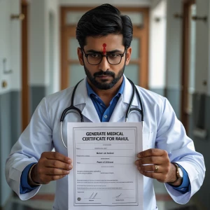 Generate a medical certificate for rahul for fever and cold