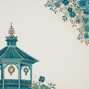 Upper-left corner: small octagonal gazebo cameo (gold filigree)...