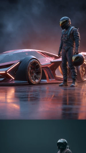 futuristic hypercar, full body shot of a single car, sharp angul...