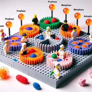 Make the lego mini figures make the cell cycle in Legos very slo...