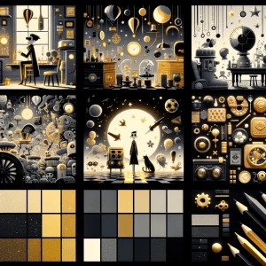 also make it a gold black and charcoal theme and animated