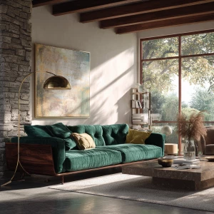 Create a photorealistic full-room image of a luxury Scandinavian...