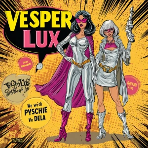 Retro pop-art comic book cover, bold yellow burst background wit...