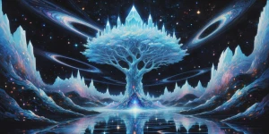 In the enigmatic depths of an avant-garde space oasis, a futuris...