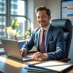 generate my profile picture laptop in personal office with clien...