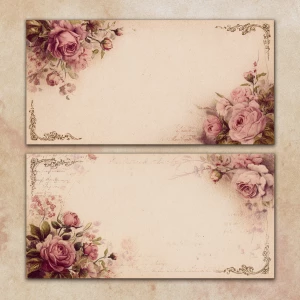 Victorian Mauve Rose Calling Cards – 18 Blank Name Cards
Print-...