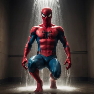 Spiderman quietly observes from the shadows as Colossus and Wolv...