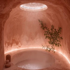 Step into the ethereal Pink Rainfall Cave, a sanctuary crafted f...