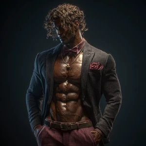 Generate an image of a person exuding confidence while elegantly...