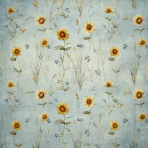 printable background paper, cheerful farmhouse meadow design wit...
