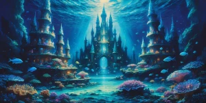In the depths of the ocean, a mesmerizing underwater city thrive...