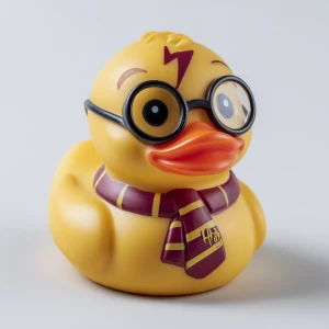 Create a whimsical 3D rubber duck with features that closely res...