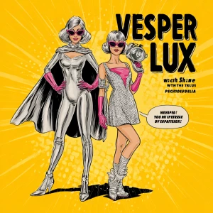 Create a retro 1960s pop art comic cover with halftone dots agai...