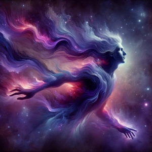 Upon the cosmic canvas dances a swirling galactic darkwave-drive...