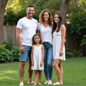 Family photo of Attractive buxom charming 40 year old suburban h...
