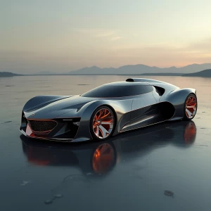 Design a sleek and advanced spaceship that combines elements of...