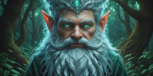 A divine analog-inspired gnome, radiating with ethereal light an...