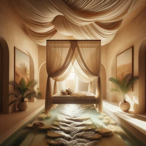 Visualize and craft an artistic representation of the Oasis Silk...