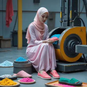 Seorang wanita Muslim muda yang cantik dan anggun mengenakan jil...