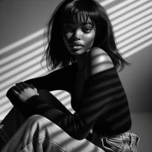 A hyperrealistic 8K black and white cinematic mid shot portrait...